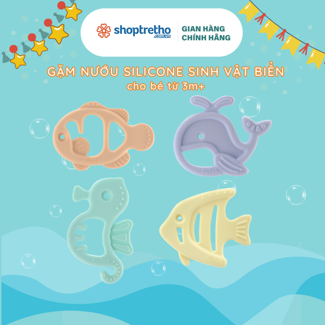 Gặm nướu silicone nguyên khối Richell Nhật Bản sinh vật biển gặm nướu đồ chơi cho bé | Baby