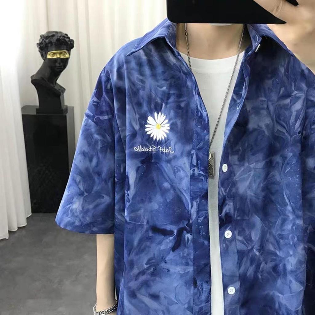 Áo sơ mi loang màu cực trẻ trung, chất lụa mềm mịn, mát tay, áo sơ đôi cặp nhóm lên form cực chuẩn