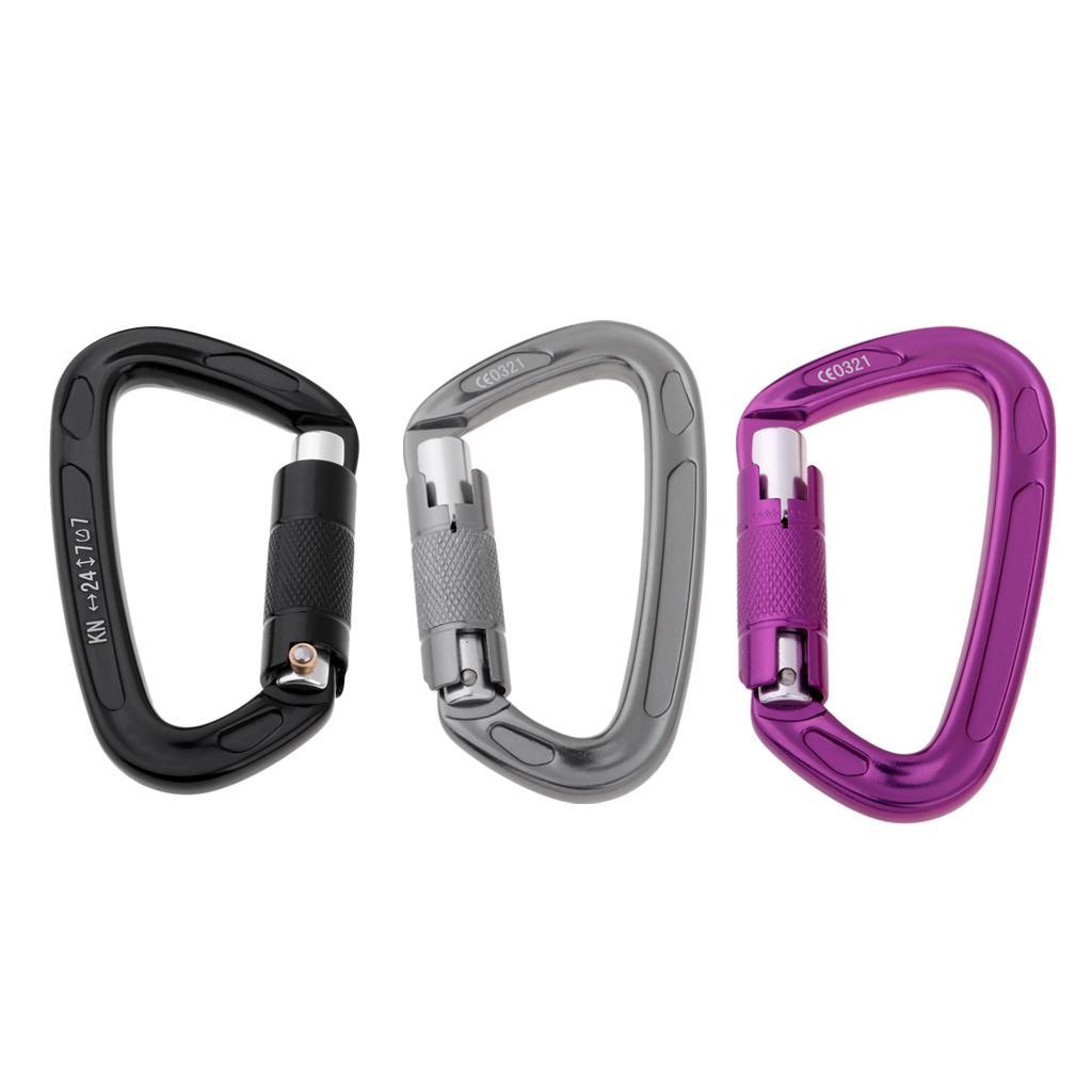 2Pcs Screwgate Auto Locking Carabiner for Hammock Camping Hiking Outdoor