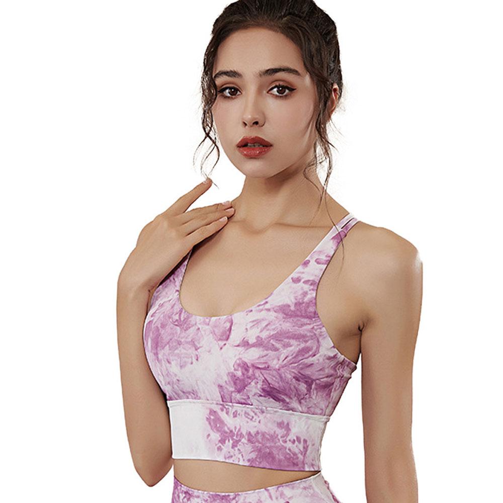 Tie Dye Sexy Trở Lại Stretchy Phòng Tập Thể Dục Yoga Thể Thao Áo Ngực Phụ Nữ Đẩy Up Breathable Thể Dục Tập Thể Dục Áo Ngực Thể Thao Thể Thao Yếm Crop hàng Đầu