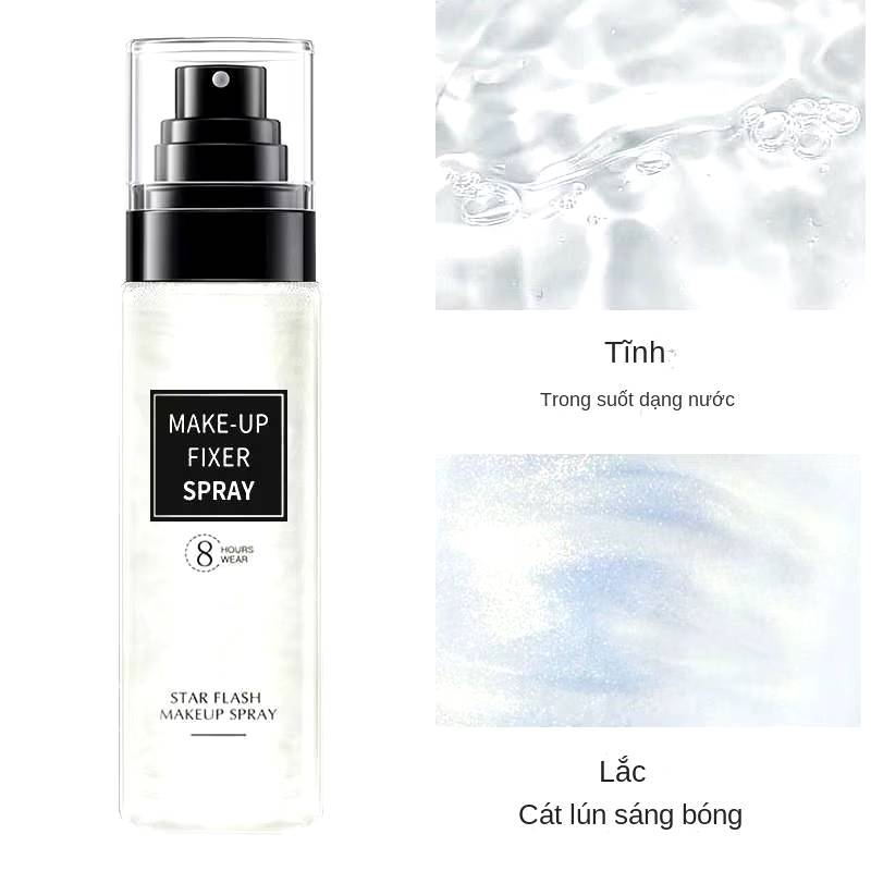 Xịt khóa Makeup Star Flash Make Up Spray 8 Hours Wear, Xịt giữ makeup cố định lớp trang điểm bắt sáng lâu trôi, hàng nhập khẩu
