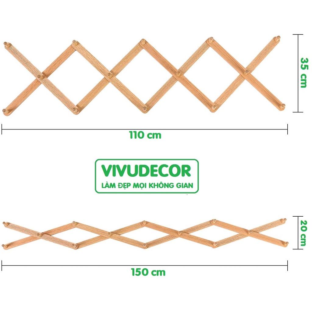 Móc Xếp Gỗ 14 Nhánh Tròn Vivudecor - Móc Xếp Thông Mình Biến Hình Phù Hợp Với Mọi Không Gian, Treo Tường Không Cần Khoan