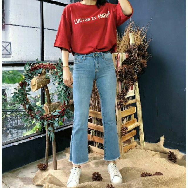 QUẦN JEANS NỮ ỐNG LOE THỜI TRANG