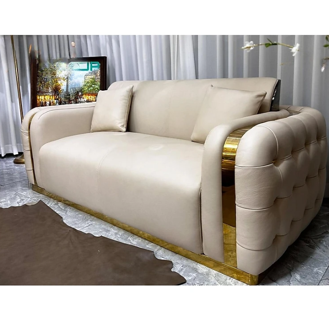 Combo ghế sofa băng 100% da bò Italy Tundo màu kem SFBCT25 2m7/2m5/1m3 hàng cao cấp chuẩn da bò nhập khẩu Ý