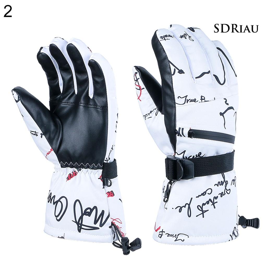 Găng Tay Trượt Tuyết Kẻ Sọc In Chữ Graffiti Chống Thấm Nước Unisex