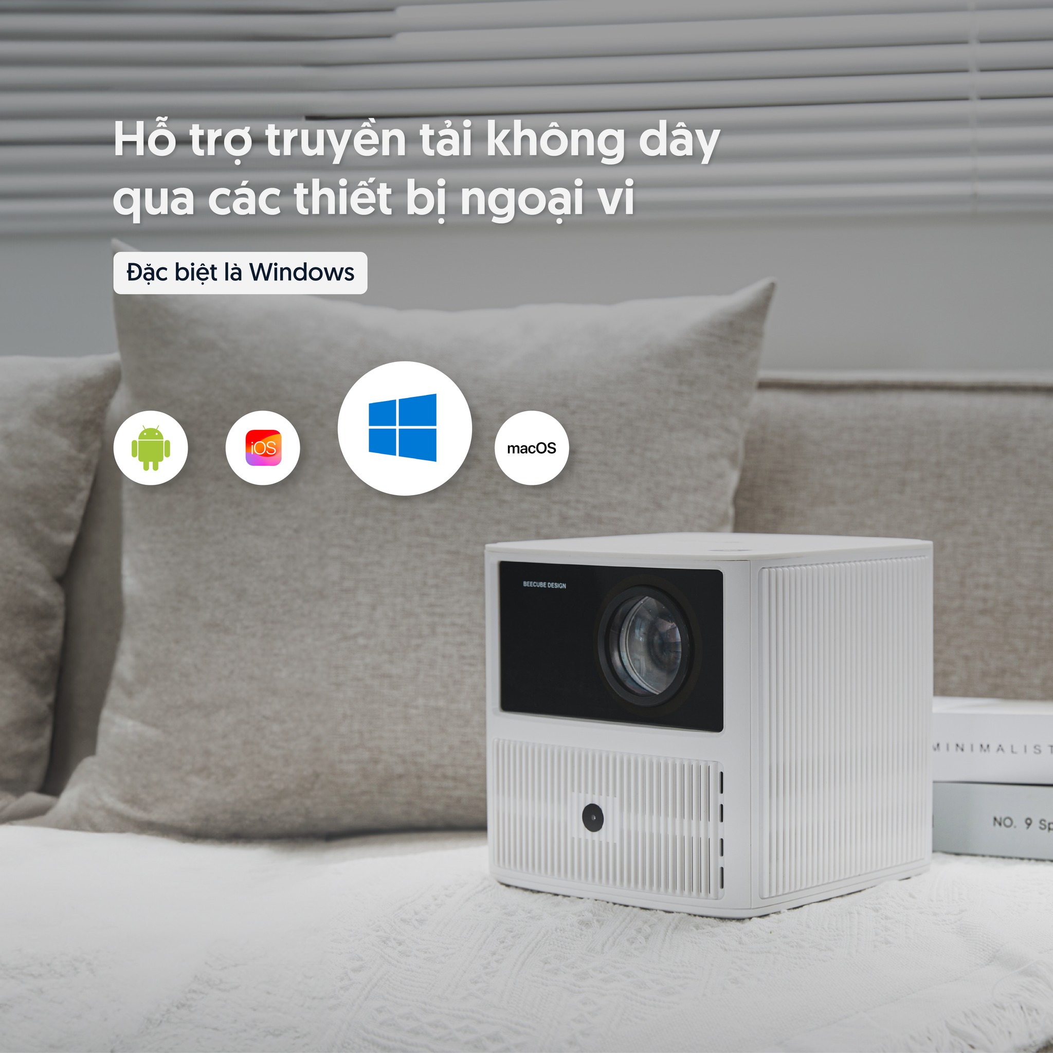 Máy Chiếu Beecube Xtreme Gen II Wifi 6 - Auto KeysTone - Trợ Lý Ảo KiKi - Chân Đế Standii - Truyền Tải không Dây Qua Nhiều Thiết Bị - Full HD Hàng Chính Hãng