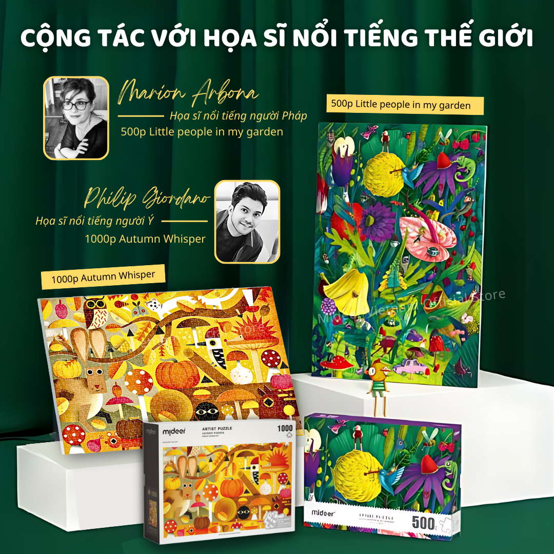 Xếp hình 1000 mảnh, 500 mảnh bộ ghép hình Mideer Artist Puzzle 1000 pcs