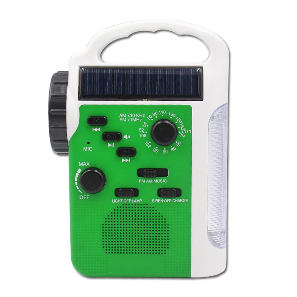 Solar Crank AM/FM NOAA Weather Radio LED Light Cellphone Charger Green