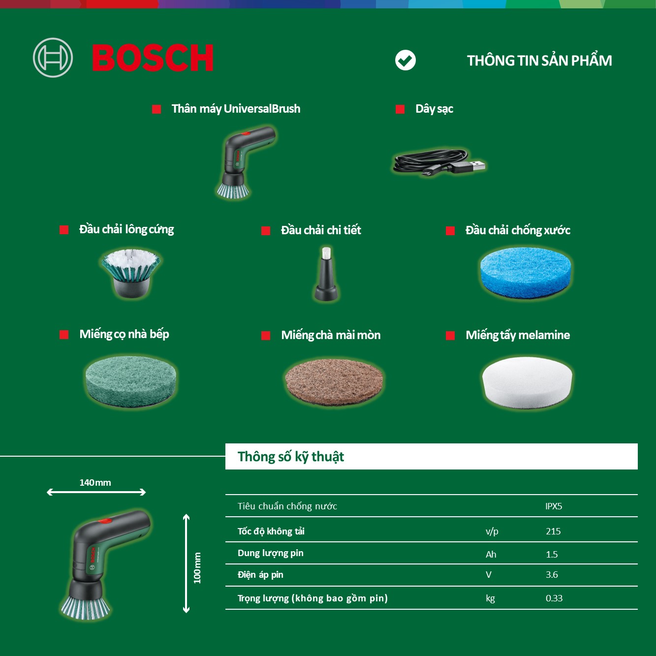 Máy cọ rửa vệ sinh Bosch đa năng dùng pin