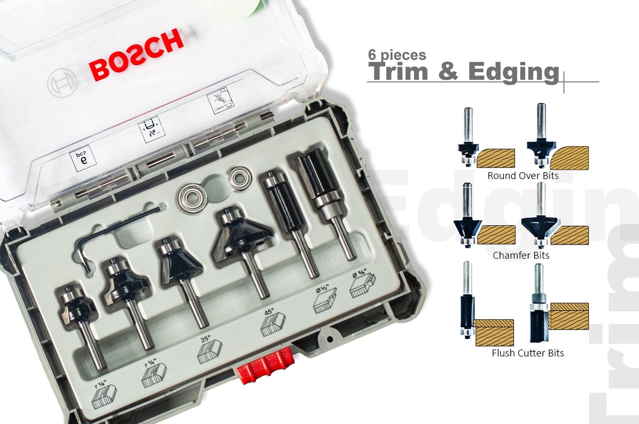 BỘ MŨI PHAY CẠNH 6 MÓN  BOSCH 2607017470 - HÀNG CHÍNH HÃNG