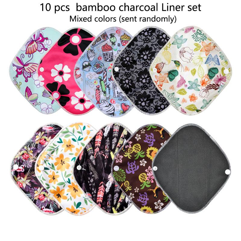 10 Chiếc Bán Buôn Hữu Cơ Than Tre Vải Kinh Nguyệt Miếng Lót Nữ Kinh Nguyệt Miếng Lót Cho Nữ Có Thể Giặt Rửa Vệ Sinh