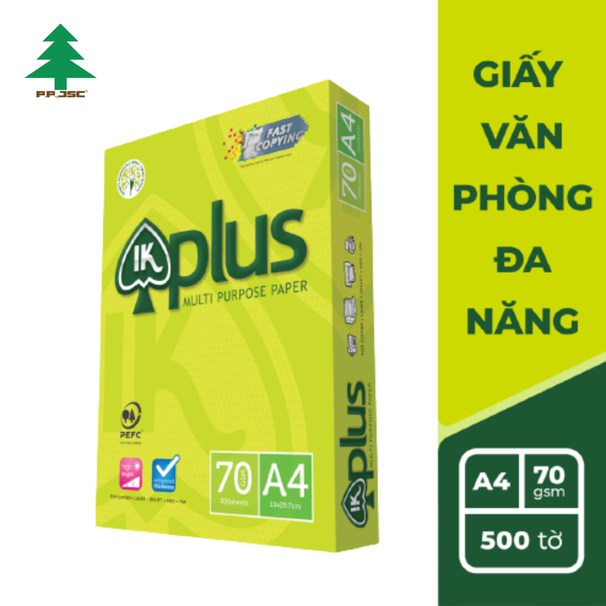 Giấy in văn phòng đa năng IK plus A4 ĐL 70g/m2 (500 tờ/1 ram) - Giấy in, giấy photo