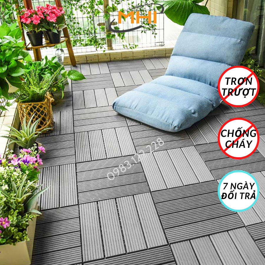 Vỉ nhựa lót sàn MHI cao 2 cm, chuyên dụng cho ban công, bể bơi sân vườn PP - kích thước 30 cm x 30 cm x 2 cm
