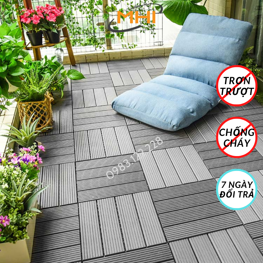 [COMBO 11] Vỉ nhựa lót sàn MHI cao 2 cm, chuyên dụng cho ban công, bể bơi sân vườn PP - kích thước 30 cm x 30 cm x 2 cm