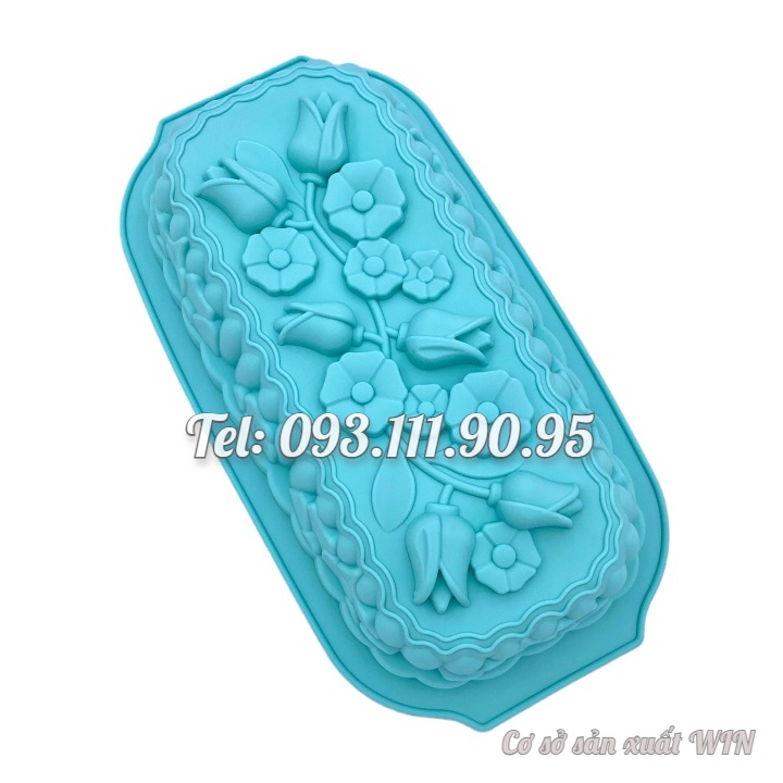 Khuôn silicon làm đế bánh, rau câu, bánh mì hình chữ nhật các loại hoa - Loại 32 cm - Mã số 1127