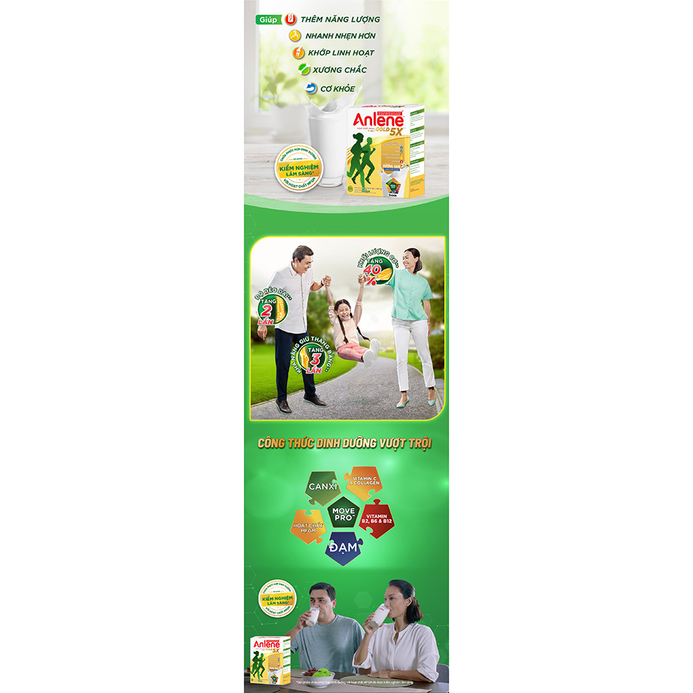 Combo 3 Sữa Bột Anlene Gold 5X Hương Vanilla (Hộp giấy 1200g) tặng nồi inox