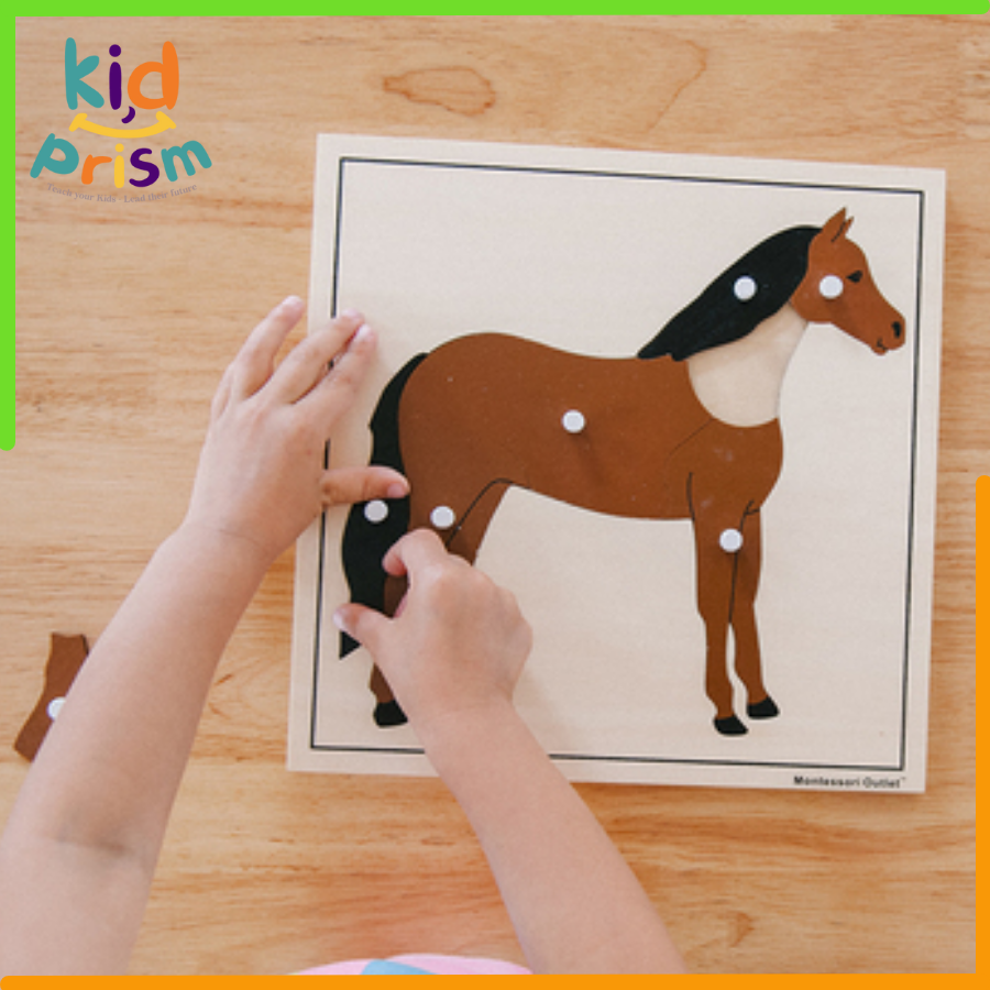 Tranh ghép 3D  hình con ngựa bằng gỗ giúp bé phát triển tư duy, kích thích trí não  (Giáo cụ Montessori)
