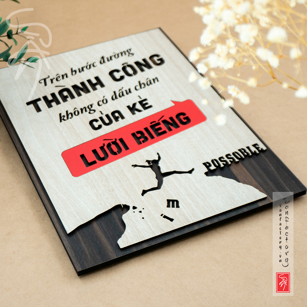 Tranh tạo động lực treo văn phòng SAN-TR04  Trên bước đường thành công không có dấu chân của kẻ lười biến