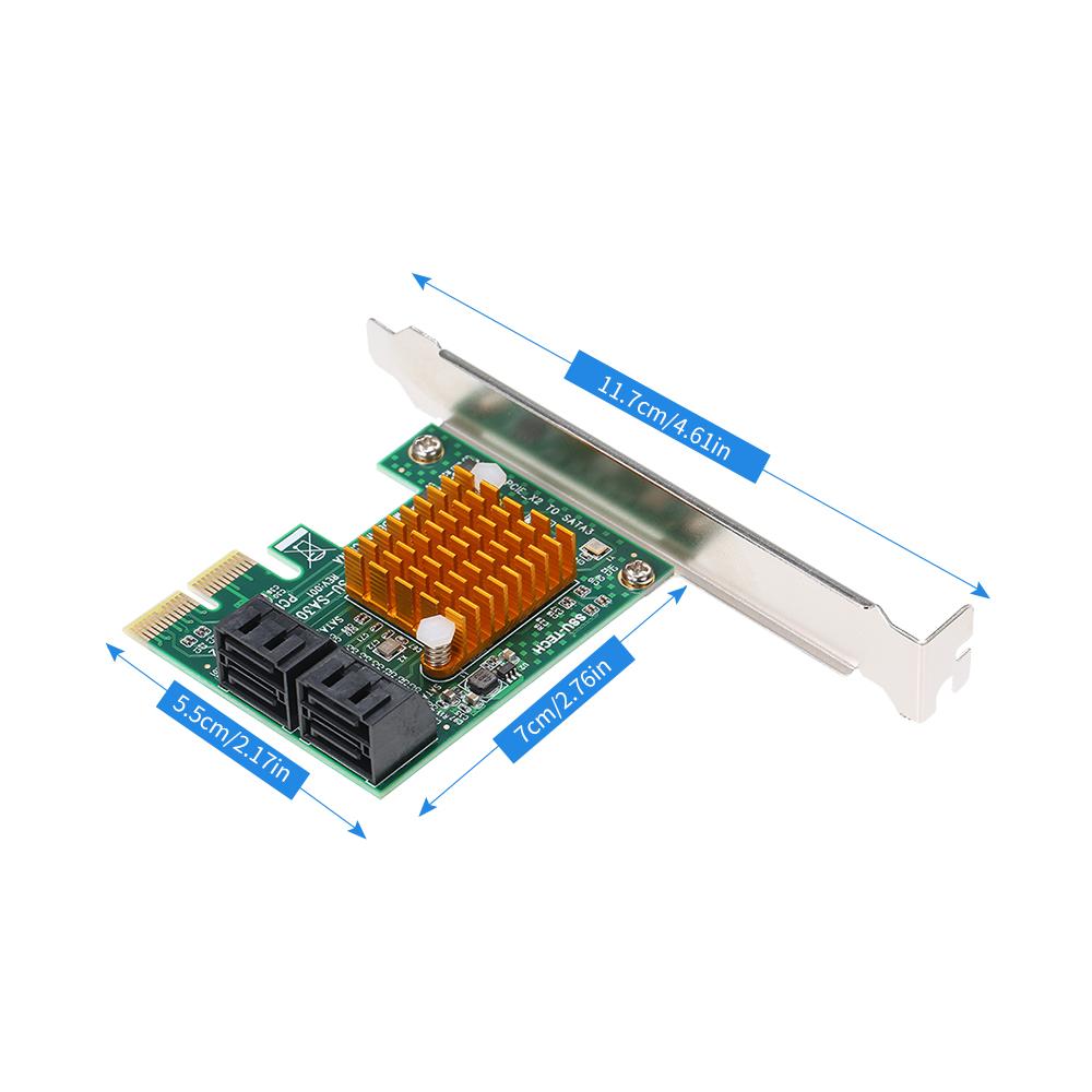 Bộ điều khiển cấp độ điều khiển PCI-E X2 đến 4 cổng SATA3 6Gbps Card Express Card SSD với đĩa CD trình điều khiển cho PC lớn và nhỏ