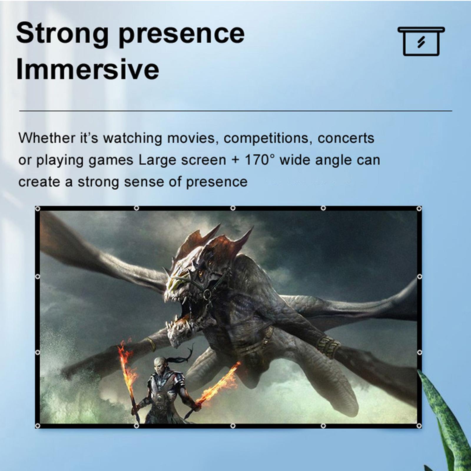 Projector Screen Movie Display Screen 16:9 HD Foldable for Party