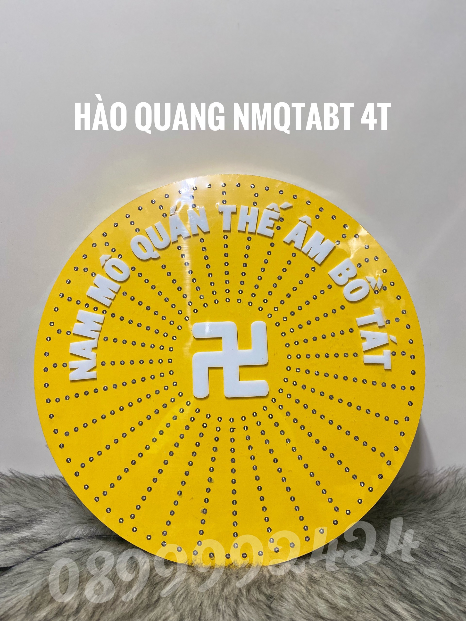 ĐÈN  LED HÀO QUANG 4 TẤC HOA SEN - NAM MÔ QUÁN THẾ ÂM BỒ TÁT