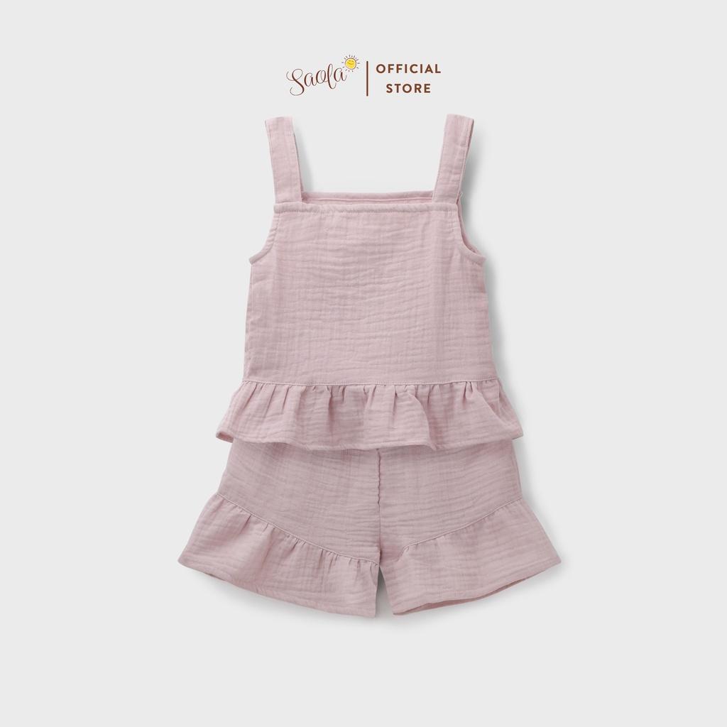 Bộ Áo Quần Hai Dây Cho Bé Gái Chất Liệu Muslin Mềm Mịn Thoáng Mát - ALMA SET - JSM004 - SAOLA KIDS CLOTHING