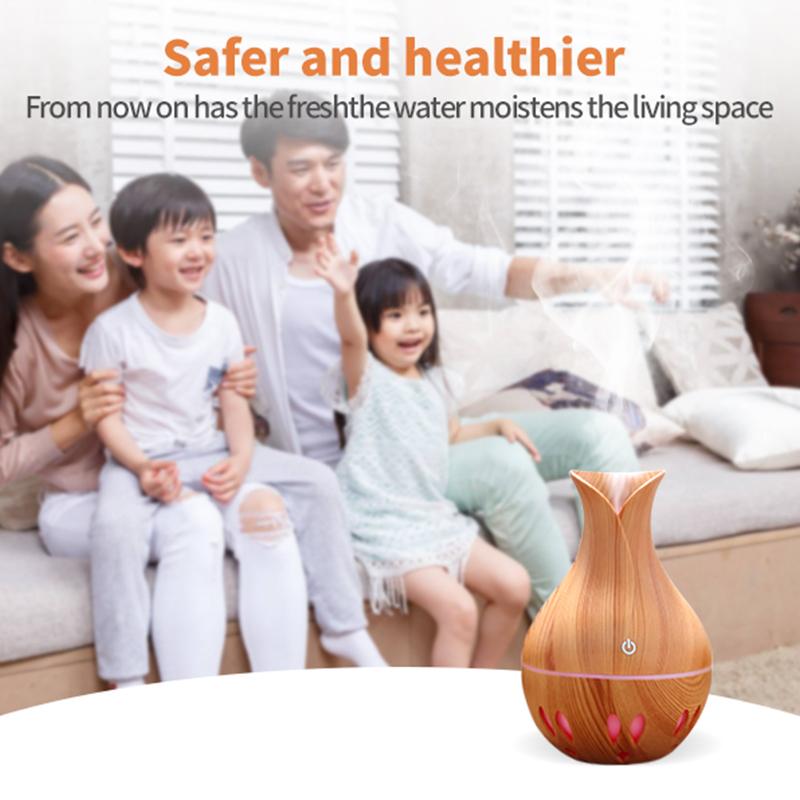 Siêu Âm Thanh Máy Tạo Độ Ẩm Không Khí Thơm Khuếch Tán Tinh Dầu Khuếch Tán Hạt Gỗ Xông Phòng Máy Lọc Phun Sương Tạo 7 Màu Đèn Nhà