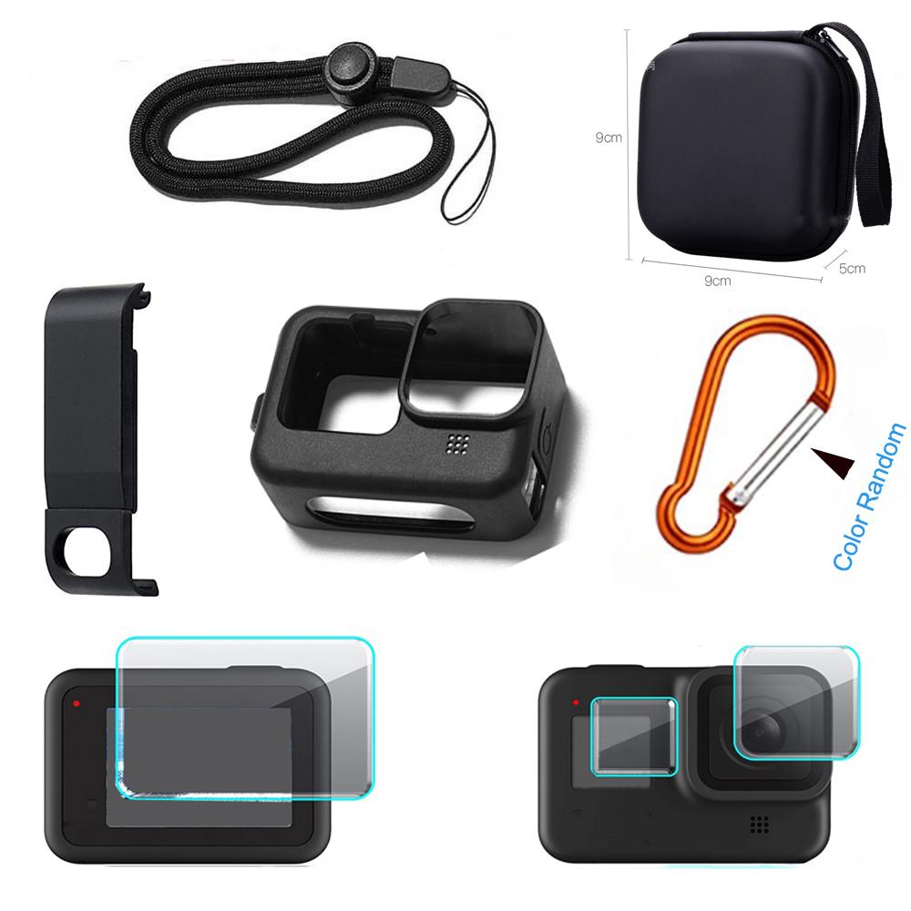Vỏ silicone cho GoPro Hero 11 10 9 Black Impet Glass Màn hình bảo vệ bộ kính bảo vệ nắp đậy nắp cho Go Pro 11 10 Case