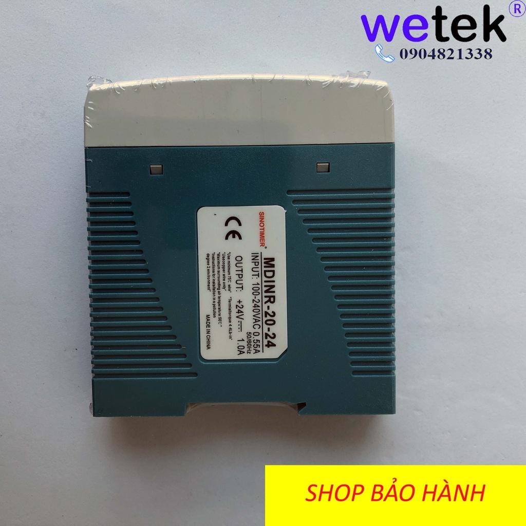Nguồn xung cài DIN rail thương hiệu Sinotimer MDINR-20-24, 20W, 24Vdc, SMPS, hàng dự án, chứng chỉ, bảo hành đủ