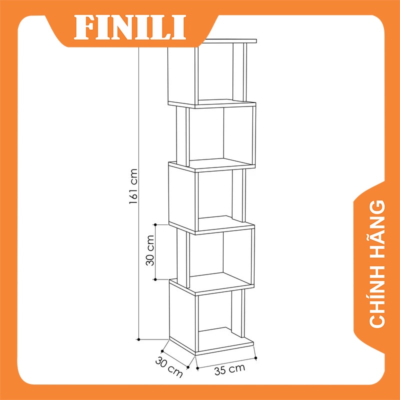 Kệ góc trang trí nhà, Kệ sách đặt góc phòng trang trí 7 tầng THF31