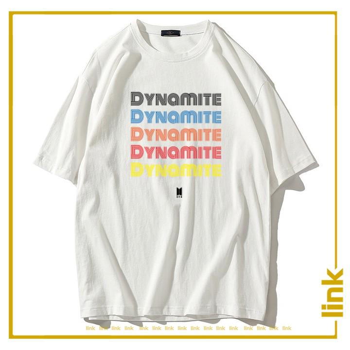 Áo thun tay lỡ DYNAMITE BTS trước ngực UNISEX