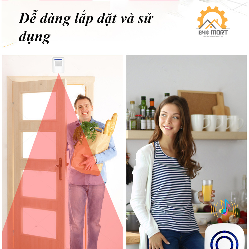 Chuông cửa báo khách YF0256-m thanh to, rõ ràng, Thiết bị nhỏ gọn dễ lắp đặt, Chống trộm hiệu quả