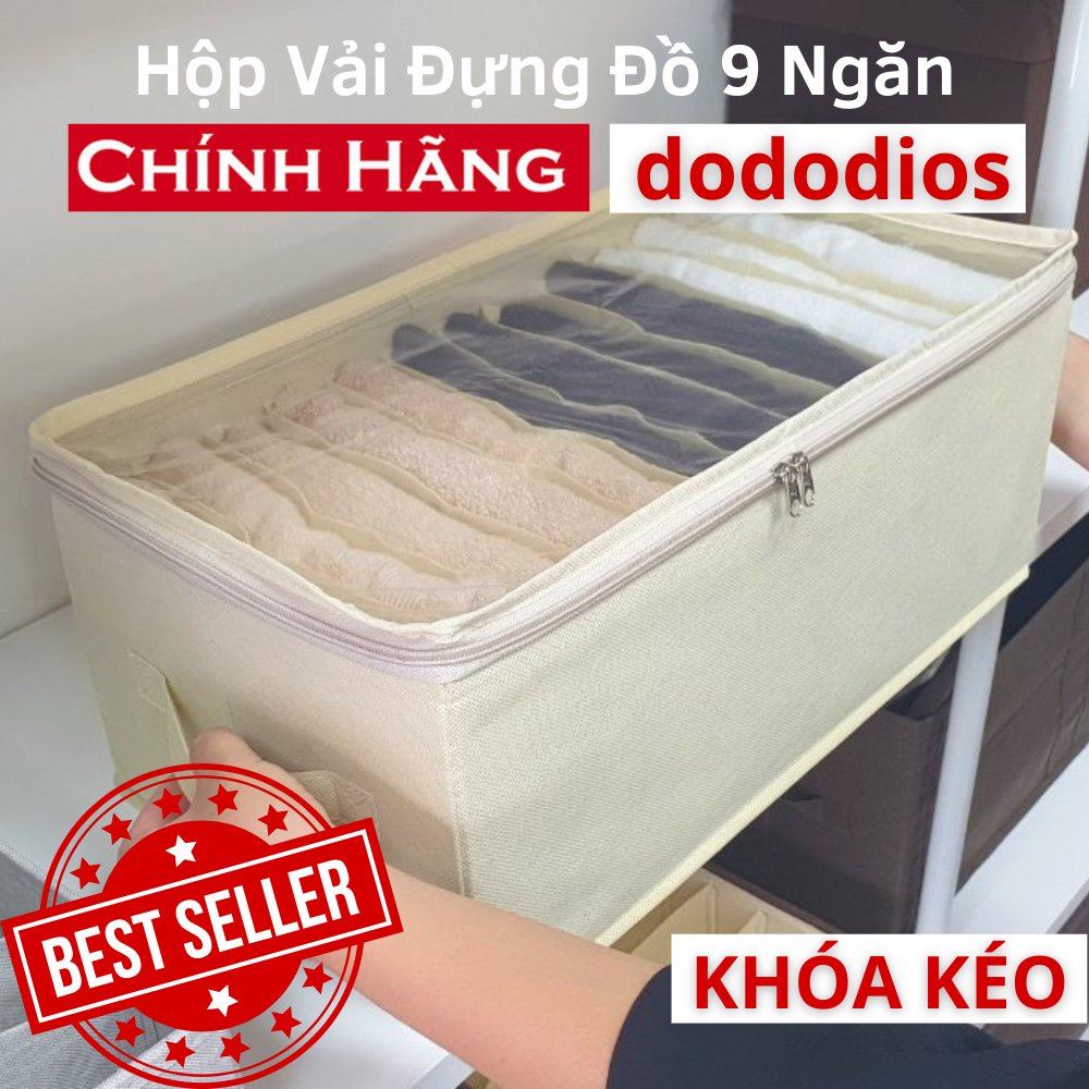 Hộp vải đựng quần áo chia ngăn dododios chất liệu vải không dệt giỏ đựng quần áo đồ lót chia 9 và 11 ngăn mềm, hộp vải chia ngăn đựng quần áo có nắp - Chính hãng dododios