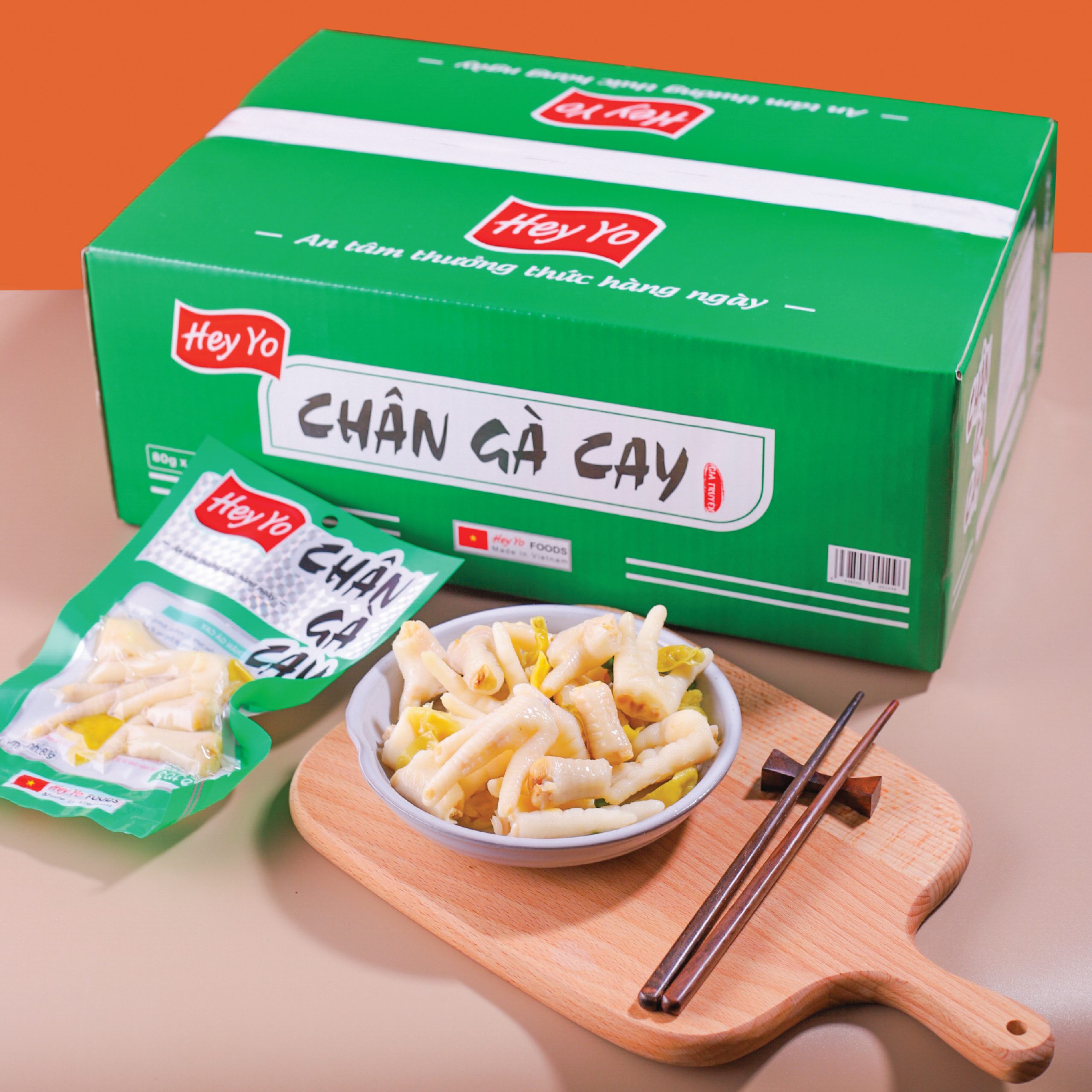 Chân gà cay sả ớt Việt Nam - đồ ăn vặt siêu ngon gói 80g, chân gà sạch Hey Yo đảm bảo ATTP