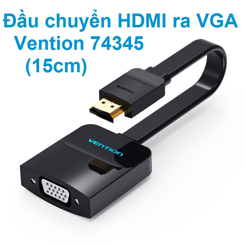 [ HDMI ra VGA ] Cáp chuyển đôi tín hiệu HDMI male ra VGA female 15cm Vention 74345 (dây dẹp) - Hàng chính hãng