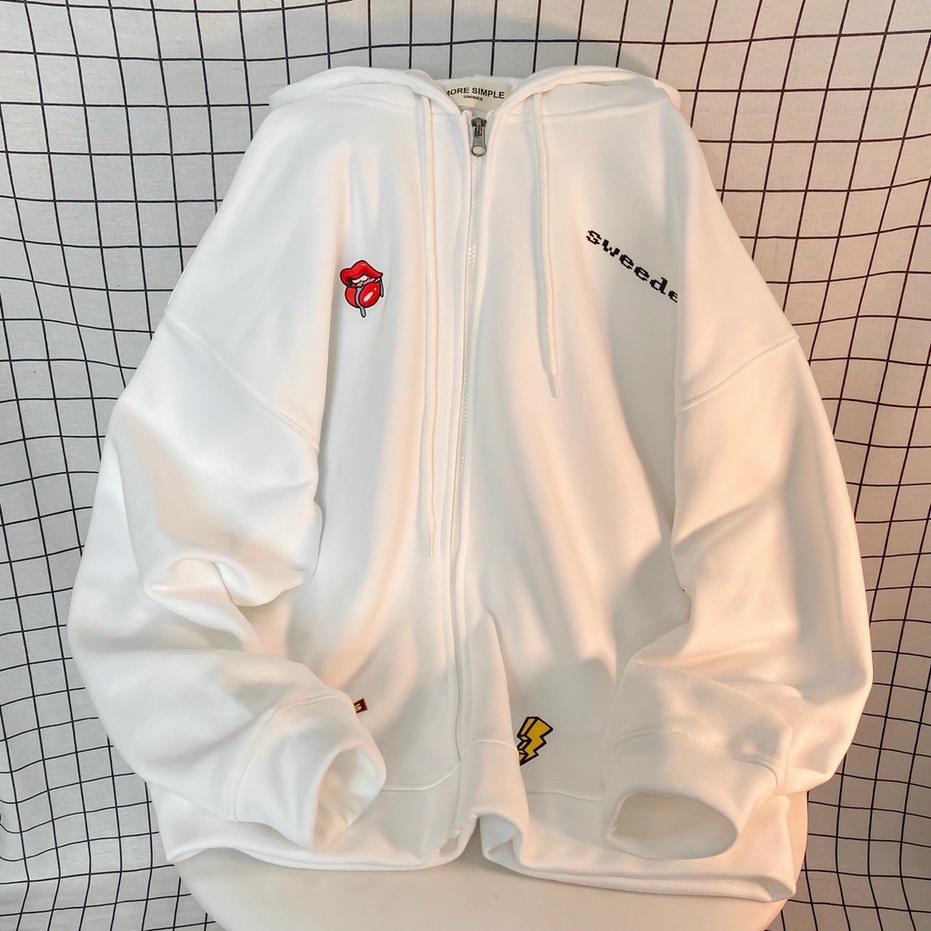 Áo Khoác Hoodie Zip ICON STICKER Jacket Dây Kéo Form Rộng Nam Nữ Vải Nỉ Bông Ulzzang , ÁO KHOÁC HOODIE DÂY KÉO OHOH Ulzzang