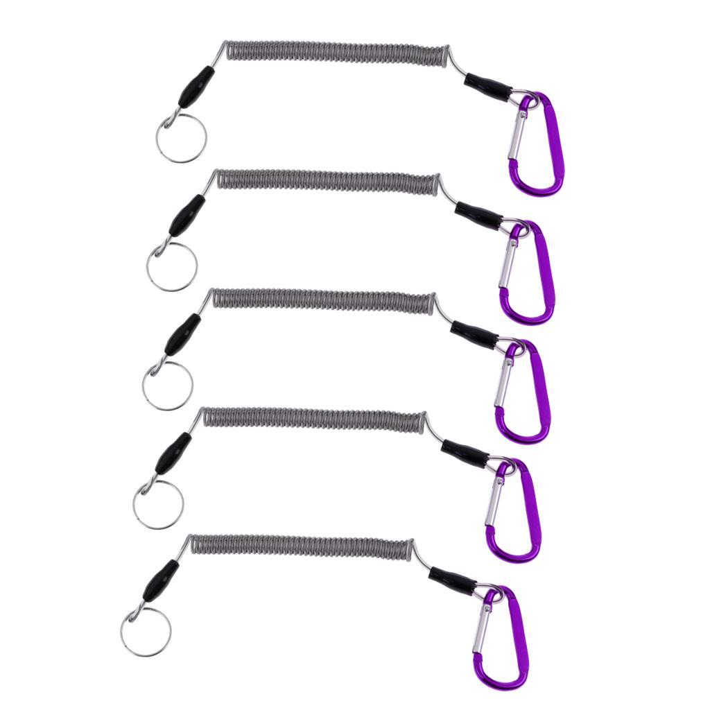 Booms Fishing Coiled Lanyard or Safety Rope Wire Steel Inside 27cm