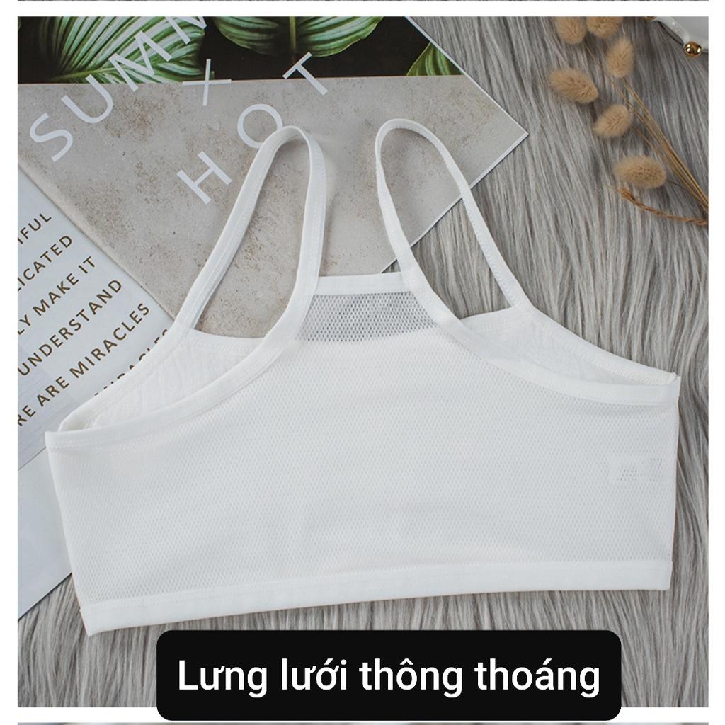 Bra học sinh áo lá cho bé gái chất cotton co giãn 4 chiều hàng 2 lớp từ 30-46kg