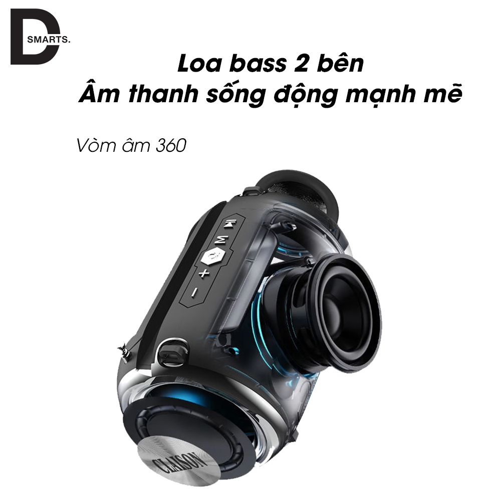 Loa Bluetooth 5.0 Claison 519 Hỗ Trợ Thẻ Micro SD &amp; USB &amp; AUX 1 Loa TREBLE + 2 Loa BASS Tặng Micro Hát Karaoke