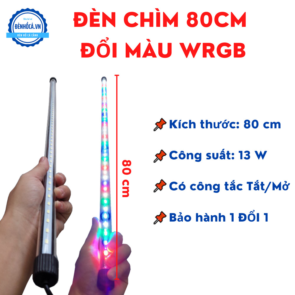 Đèn chìm hồ cá kích thước 80cm ĐỔI MÀU 3 chế độ
