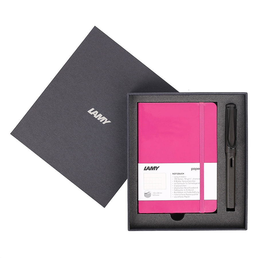 Gift Set Lamy Notebook A6 Softcover Pink + Lamy Safari Matt Black - GSA6-Sa0018