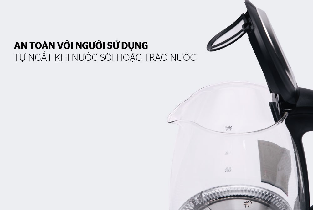 Ấm siêu tốc thủy tinh 1.7 L SUNHOUSE SHD1217 - Hàng chính hãng