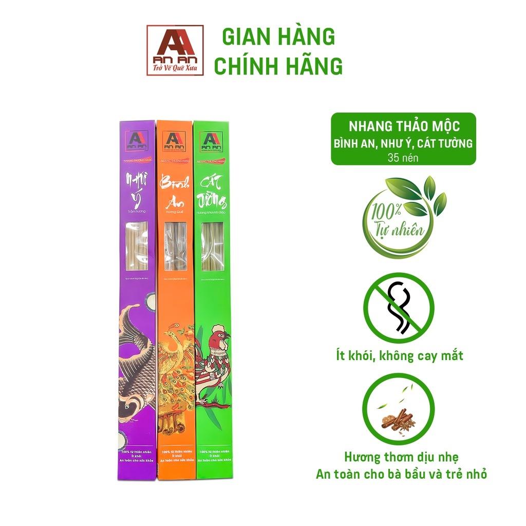 Nhang sạch hữu cơ Quế Khuynh diệp Trầm hương An An hộp 36 nén thảo mộc tự nhiên không hóa chất phù hợp để thờ cúng