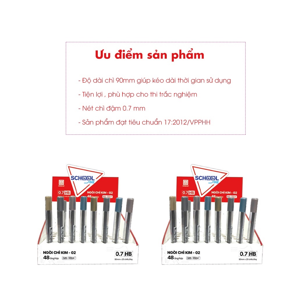 Ngòi Chì Kim HB HH 0.7mm - 3554 ngòi chì dài 90mm giúp thời gian sử dụng lâu hơn, giảm tần suất phải thay ngòi chì, phù hợp với mọi loại bút