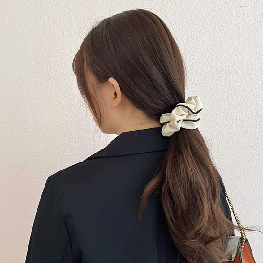 Hình ảnh Dây buộc tóc scrunchies NASI gấp sọc loại cao cấp chất liệu vải bền đẹp phong cách hàn quốc thun cột tóc nữ co giãn tốt phụ kiện tóc