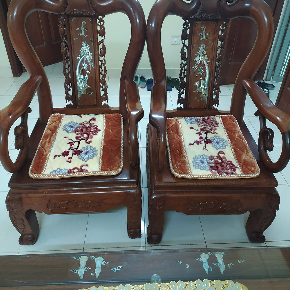 Bộ thảm ghế salong 3 miếng lông nhung tuyết dày 2cm tông màu vàng