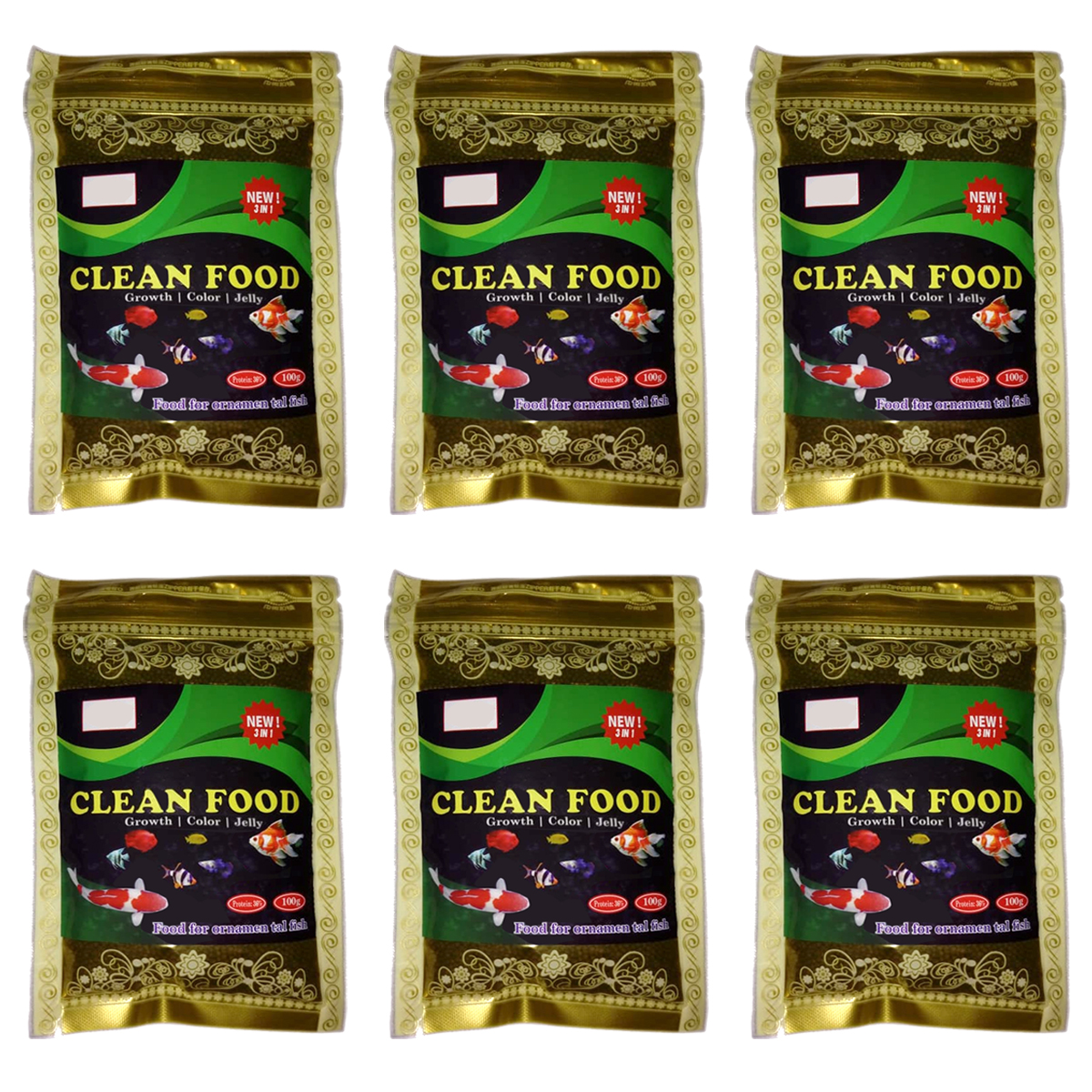 COMBO 6 Gói Thức Ăn Cho Cá CLEAN FOOD, Giàu Dinh Dưỡng, Giúp Cá Lớn Nhanh, Lên Màu Đẹp