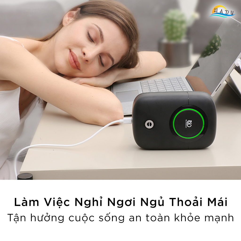 Máy Khử Mùi Nhà Vệ Sinh Phòng Khách Chó Mèo Diệt Khuẩn Ozone Lọc Không Khí Ion Âm Cao Cấp HADU