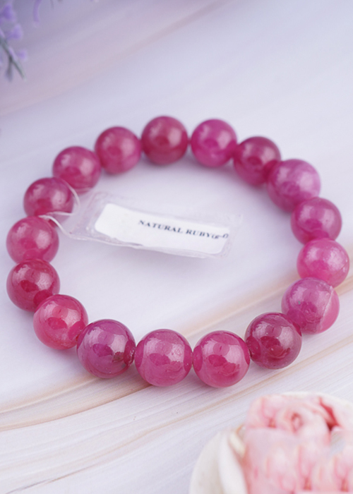 Vòng Đá Ruby Thái Hồng Đậm Trong Hadosa 11mm