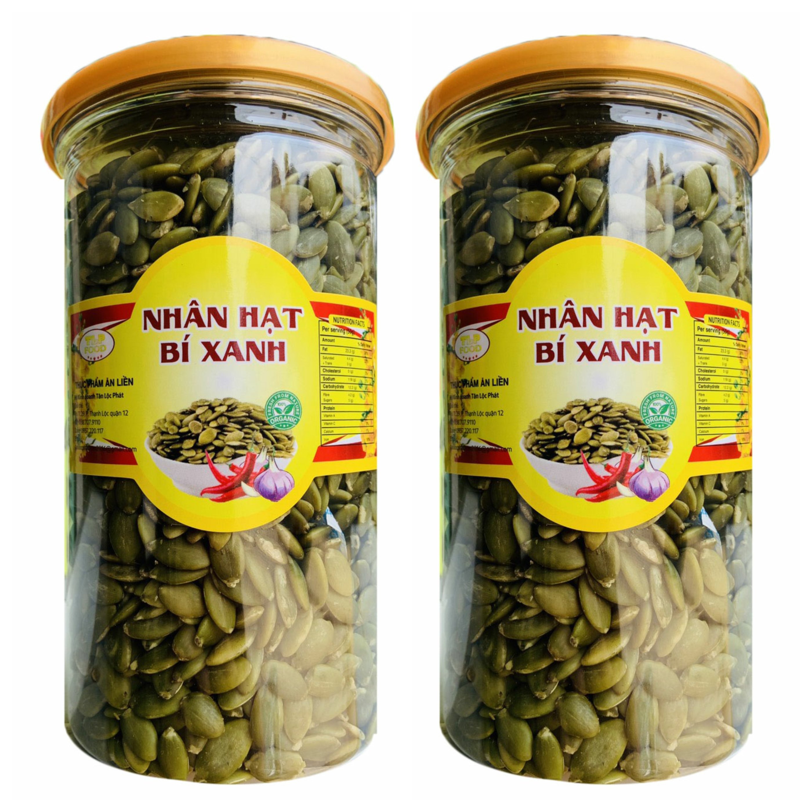 1KG NHÂN HẠT BÍ XANH TÁCH VỎ GIÒN - COMBO 2 HŨ